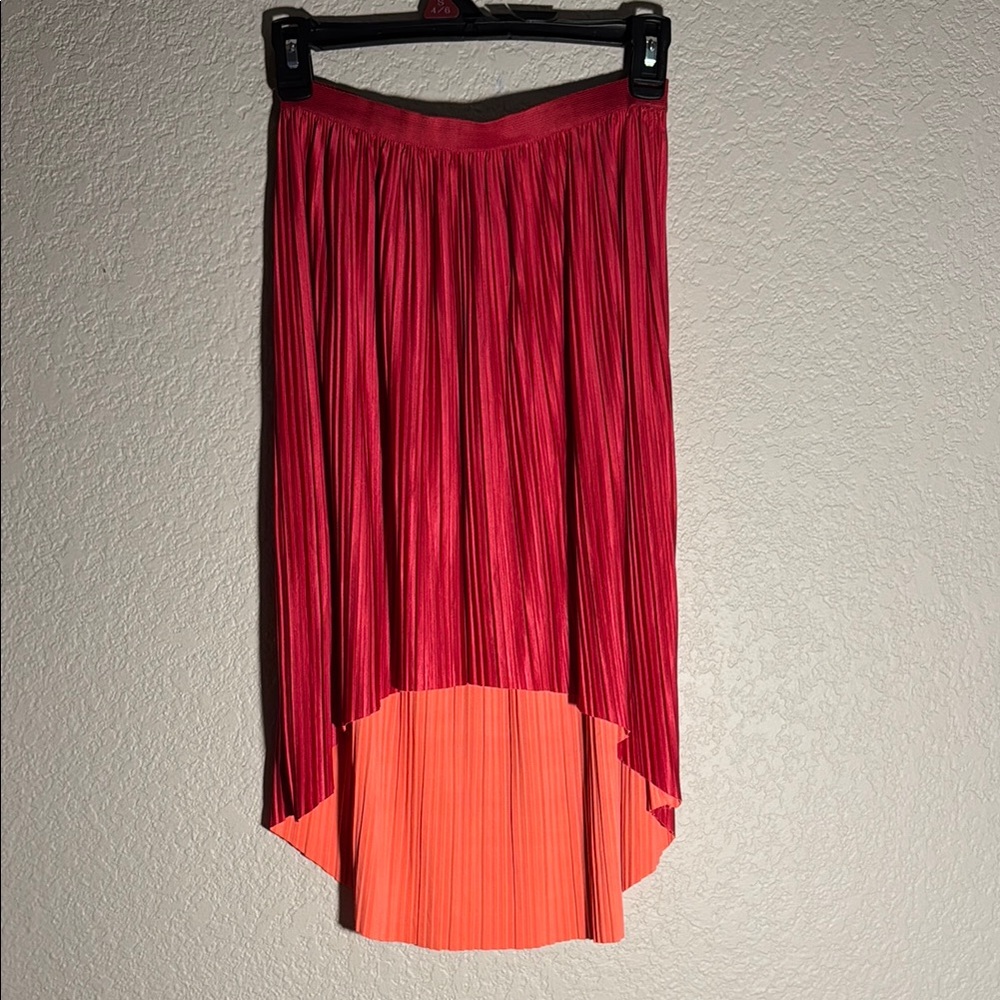 Xhilaration Red Pleated High-Low Midi Skirt for Night Out